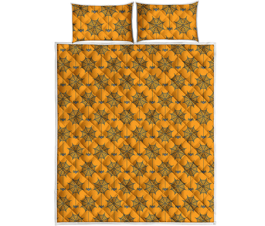 Halloween Spider Web Pattern Print Quilt Bed Set