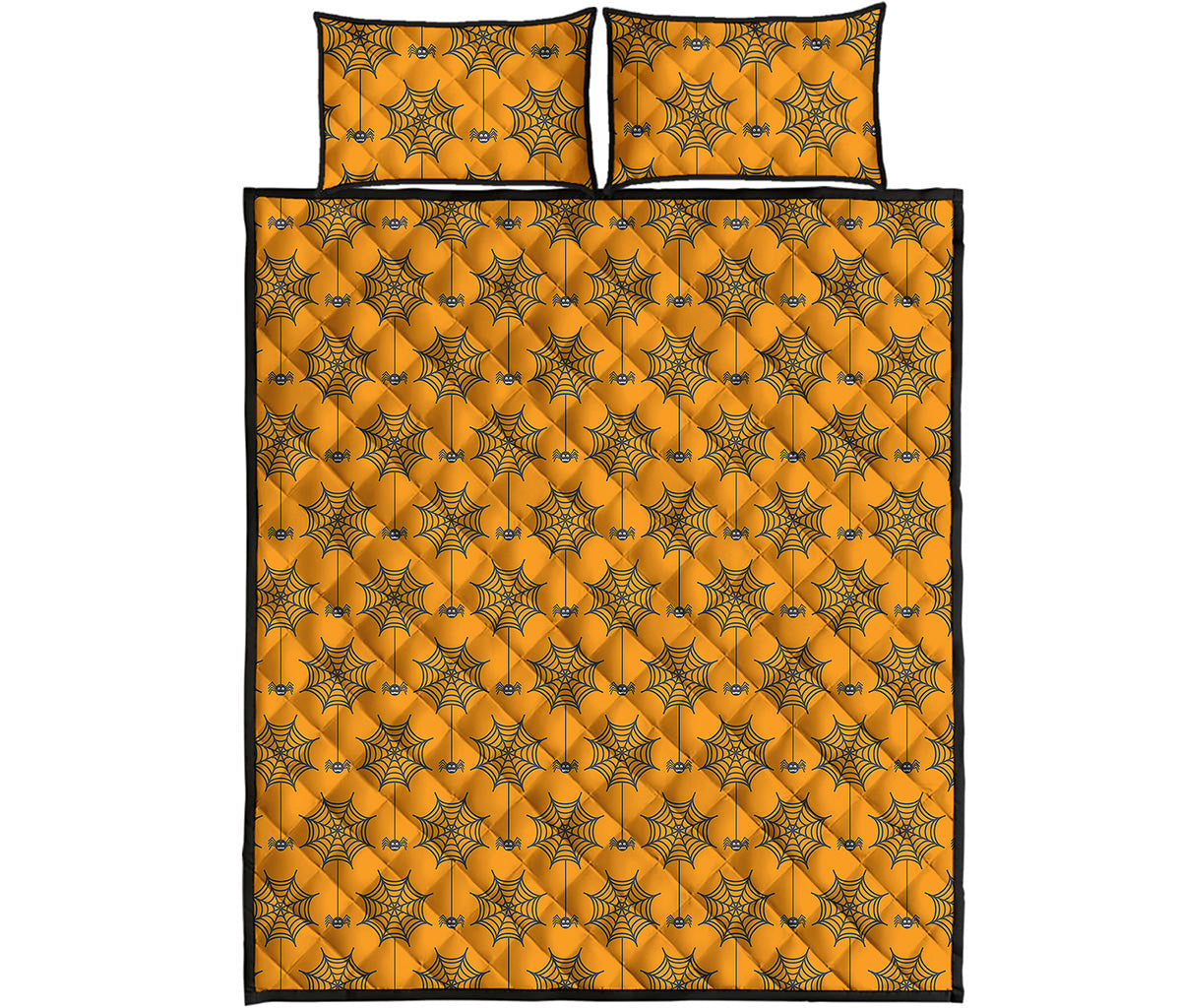 Halloween Spider Web Pattern Print Quilt Bed Set