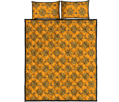 Halloween Spider Web Pattern Print Quilt Bed Set
