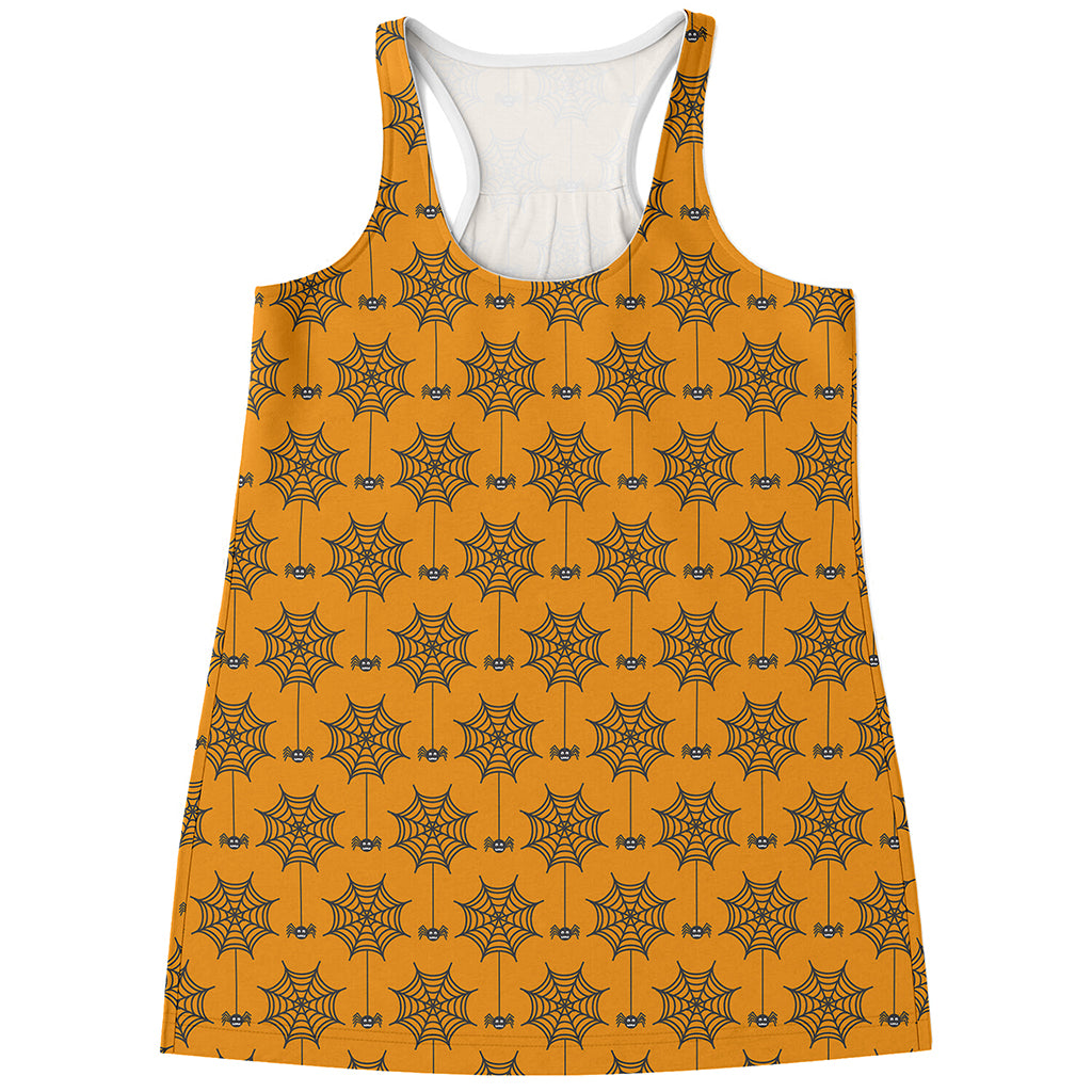 Halloween Spider Web Pattern Print Women's Racerback Tank Top