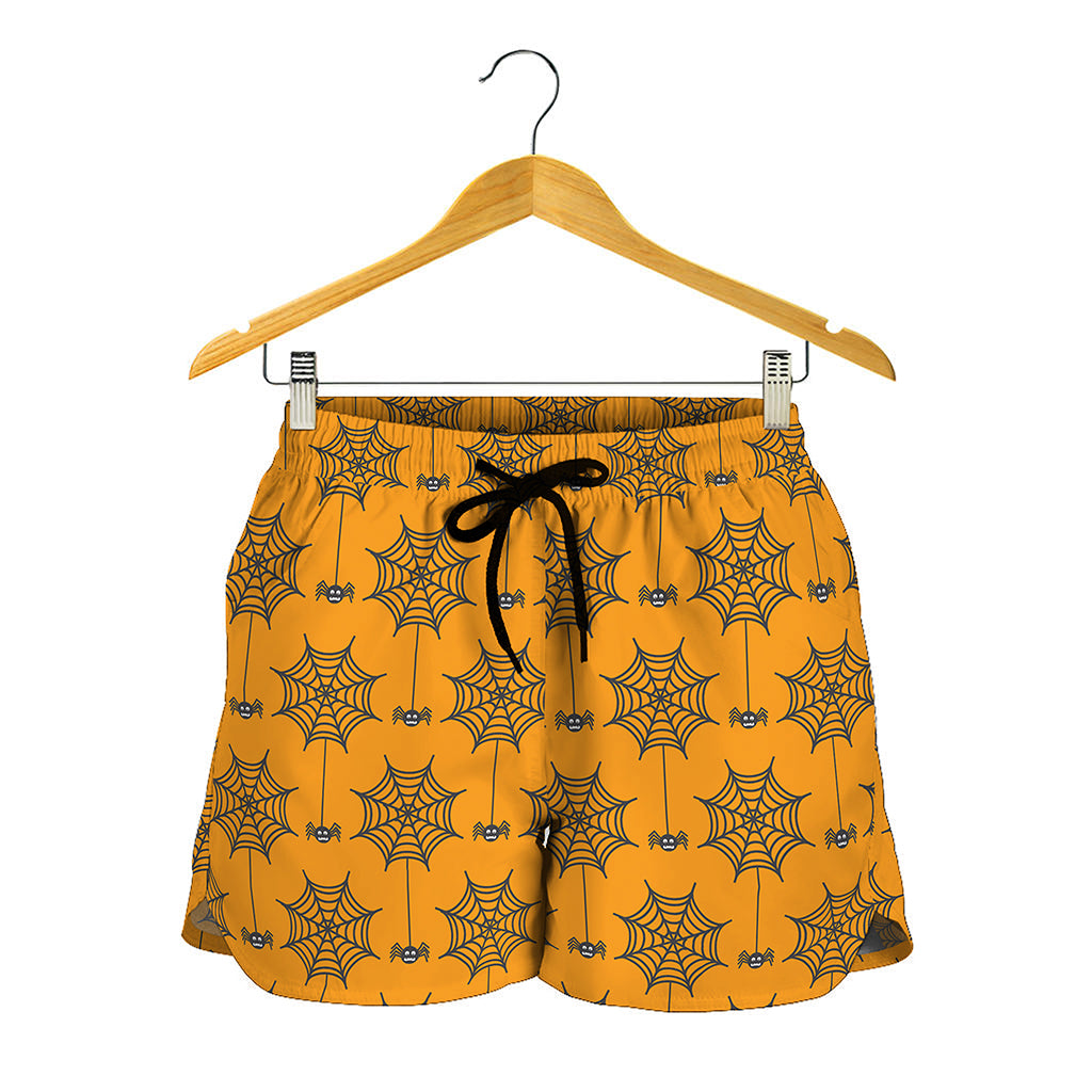 Halloween Spider Web Pattern Print Women's Shorts