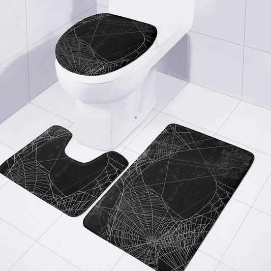 Halloween Spider Web Print 3 Piece Bath Mat Set
