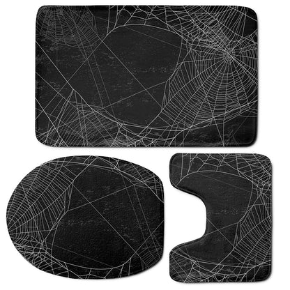 Halloween Spider Web Print 3 Piece Bath Mat Set