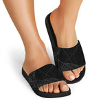 Halloween Spider Web Print Black Slide Sandals