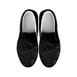 Halloween Spider Web Print Black Slip On Shoes