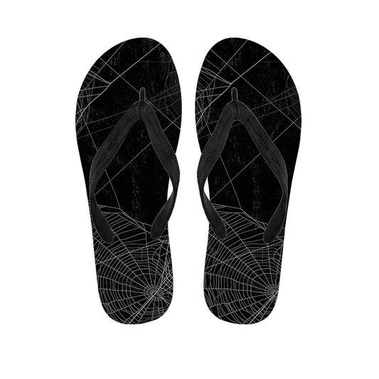 Halloween Spider Web Print Flip Flops