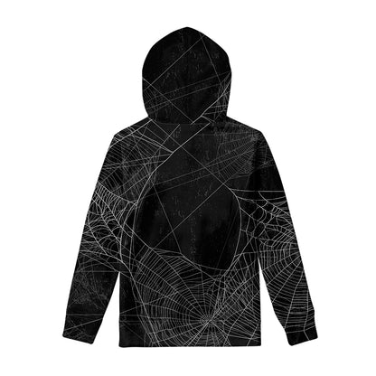 Halloween Spider Web Print Pullover Hoodie