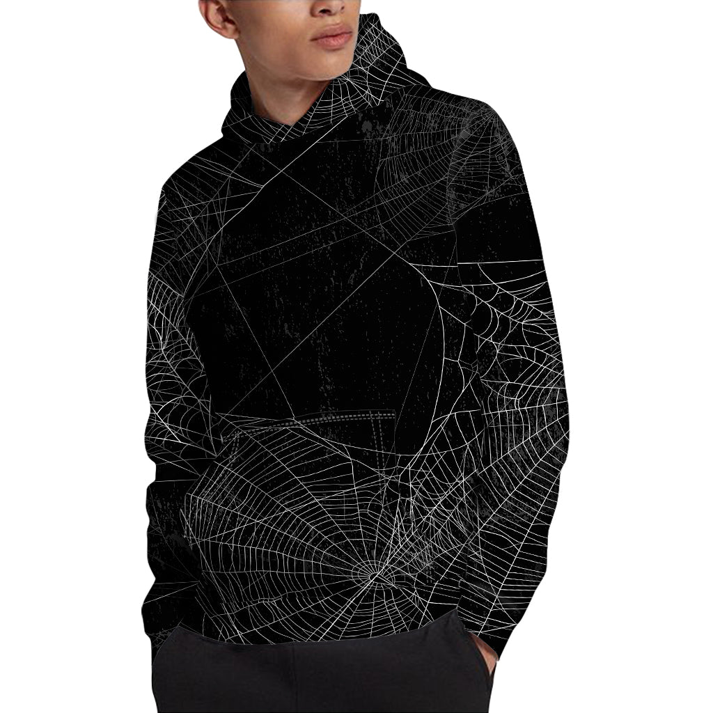 Halloween Spider Web Print Pullover Hoodie
