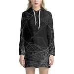 Halloween Spider Web Print Pullover Hoodie Dress