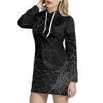 Halloween Spider Web Print Pullover Hoodie Dress