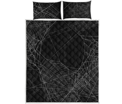 Halloween Spider Web Print Quilt Bed Set
