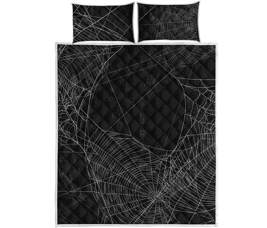 Halloween Spider Web Print Quilt Bed Set