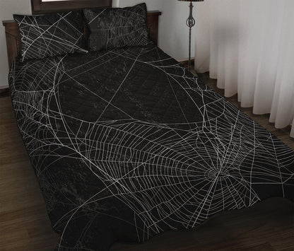 Halloween Spider Web Print Quilt Bed Set