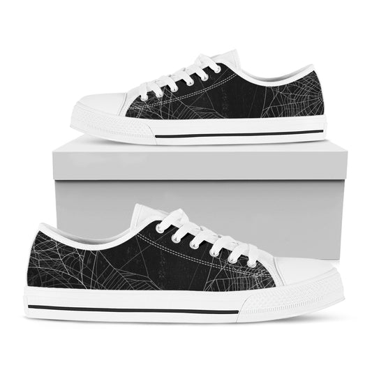 Halloween Spider Web Print White Low Top Shoes