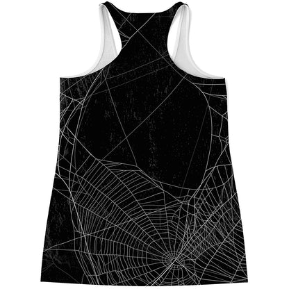 Halloween Spider Web Print Women's Racerback Tank Top