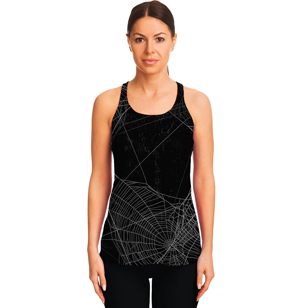 Halloween Spider Web Print Women's Racerback Tank Top