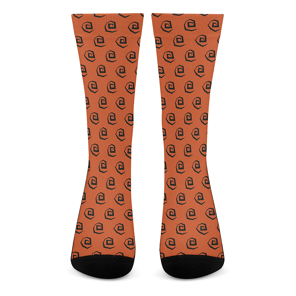 Halloween Spiral Pattern Print Crew Socks
