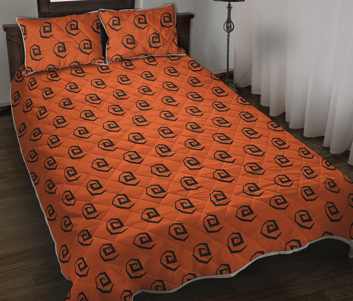 Halloween Spiral Pattern Print Quilt Bed Set
