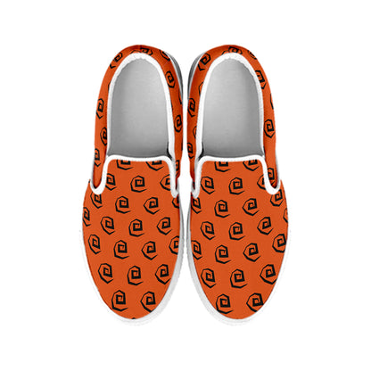 Halloween Spiral Pattern Print White Slip On Shoes