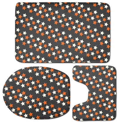 Halloween Star Pattern Print 3 Piece Bath Mat Set
