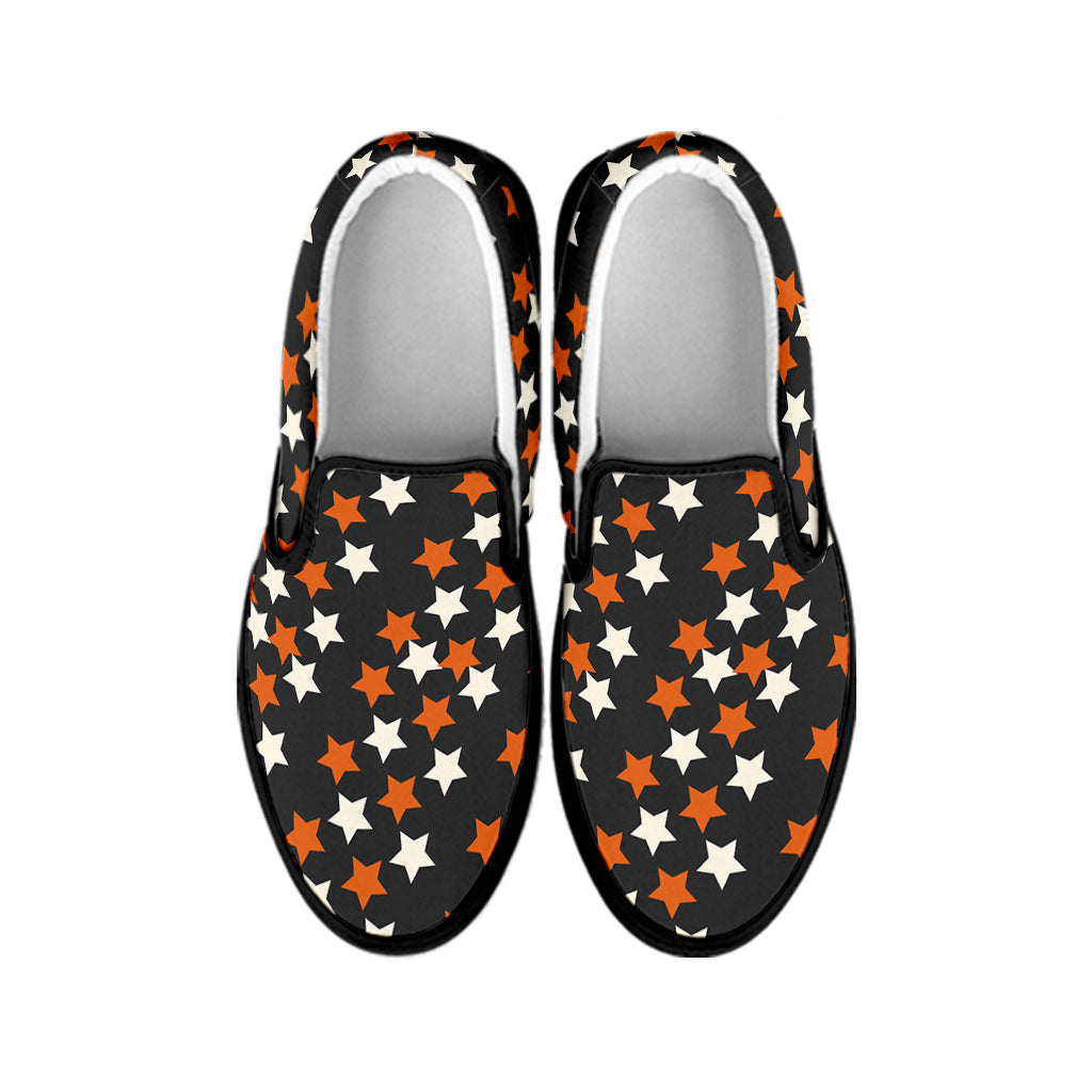 Halloween Star Pattern Print Black Slip On Shoes