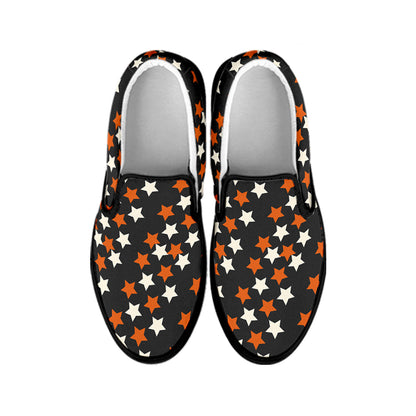 Halloween Star Pattern Print Black Slip On Shoes