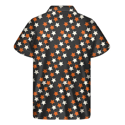 Halloween Star Pattern Print Men's Short Sleeve Shirt