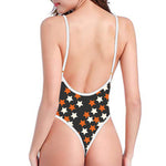 Halloween Star Pattern Print One Piece High Cut Swimsuit