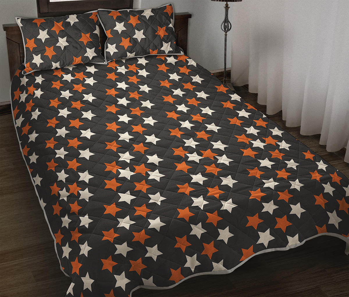 Halloween Star Pattern Print Quilt Bed Set