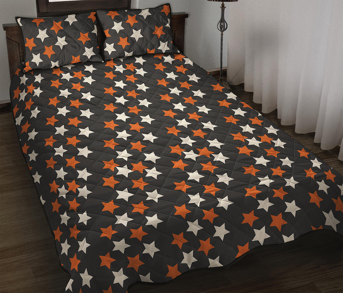 Halloween Star Pattern Print Quilt Bed Set