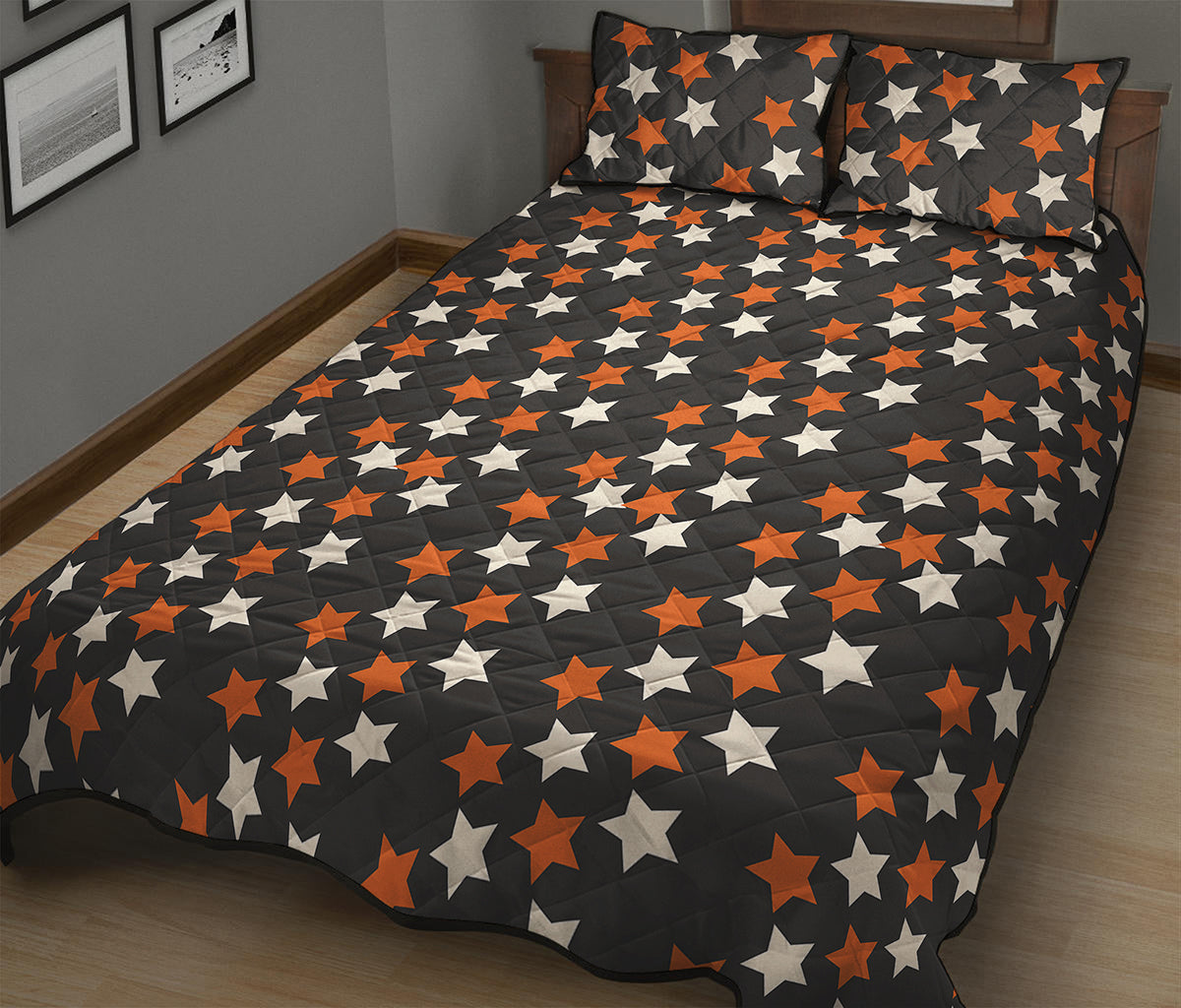 Halloween Star Pattern Print Quilt Bed Set