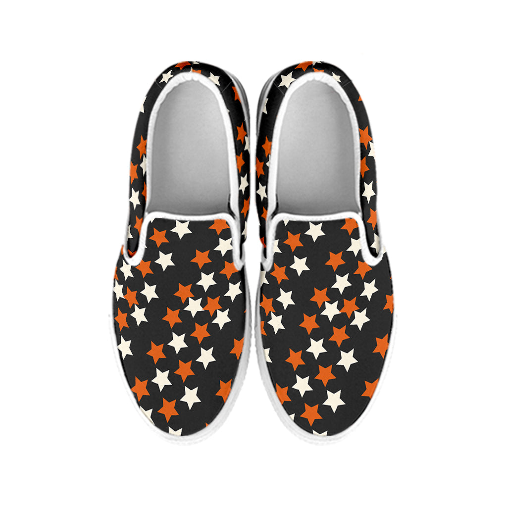 Halloween Star Pattern Print White Slip On Shoes