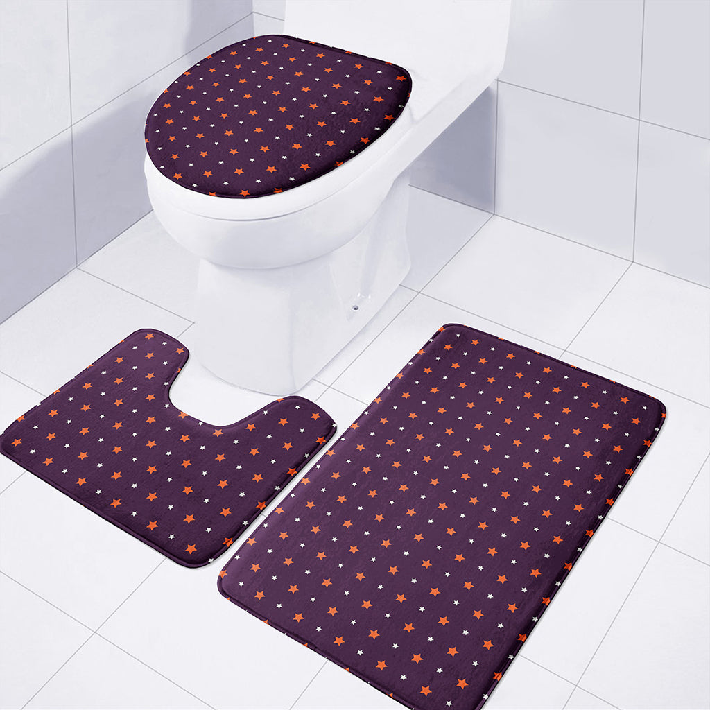 Halloween Stars Pattern Print 3 Piece Bath Mat Set