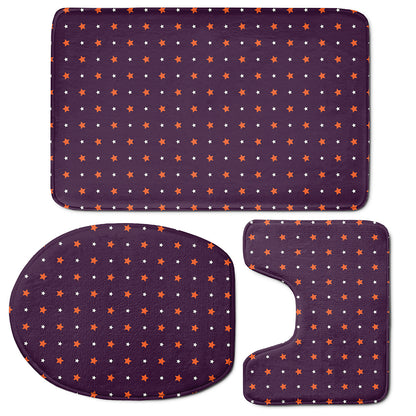 Halloween Stars Pattern Print 3 Piece Bath Mat Set