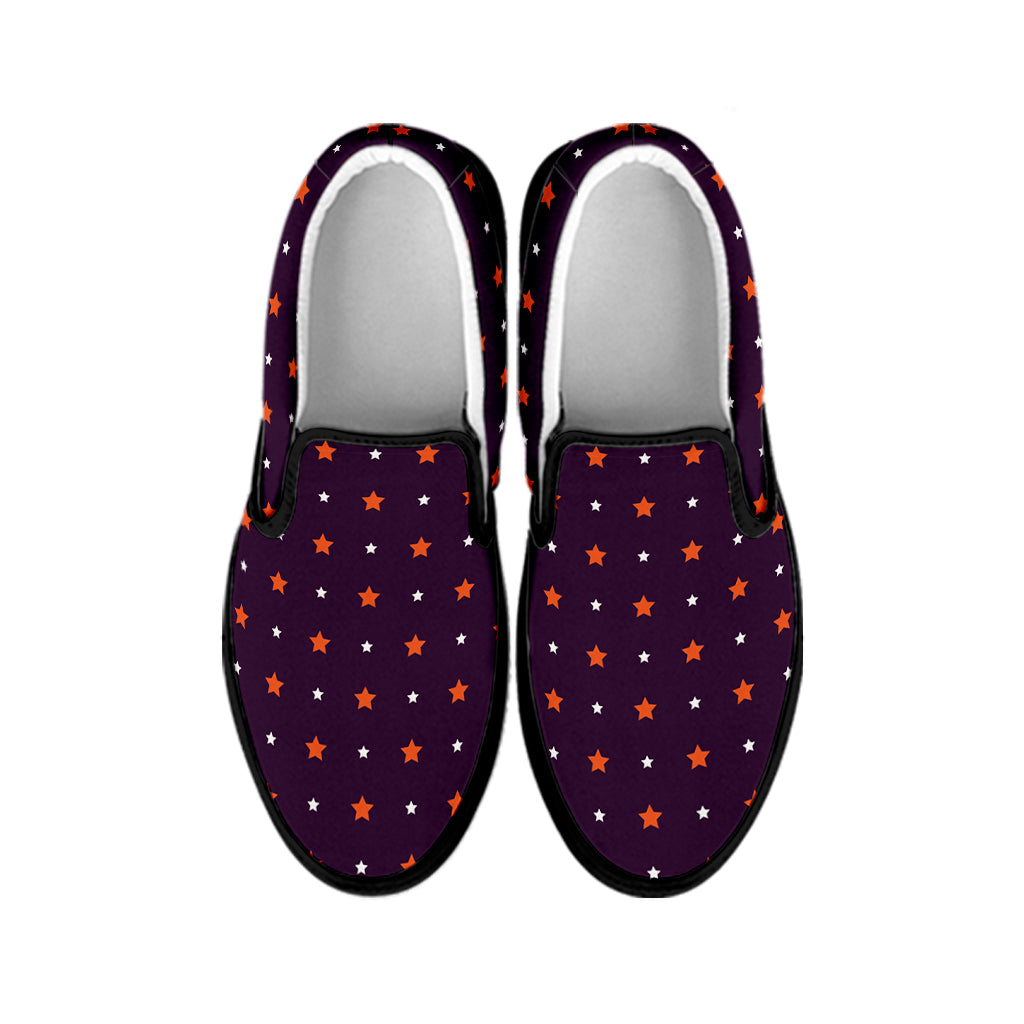Halloween Stars Pattern Print Black Slip On Shoes