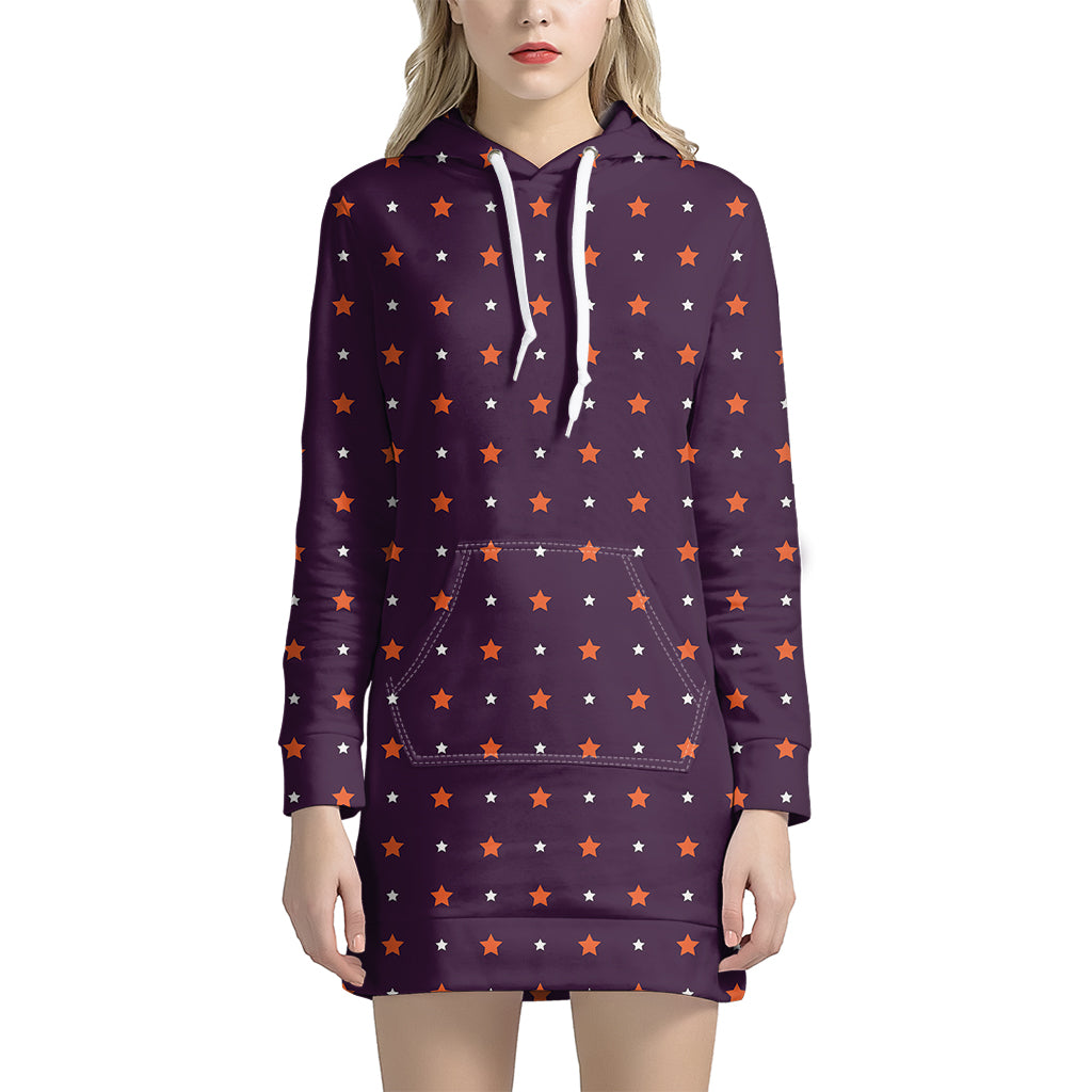 Halloween Stars Pattern Print Hoodie Dress