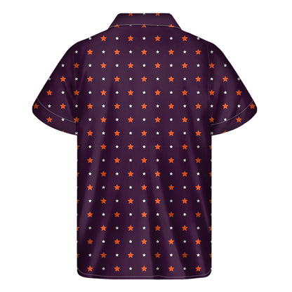 Halloween Stars Pattern Print Men's Short Sleeve Shirt