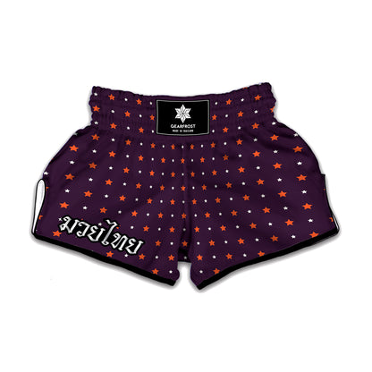 Halloween Stars Pattern Print Muay Thai Boxing Shorts