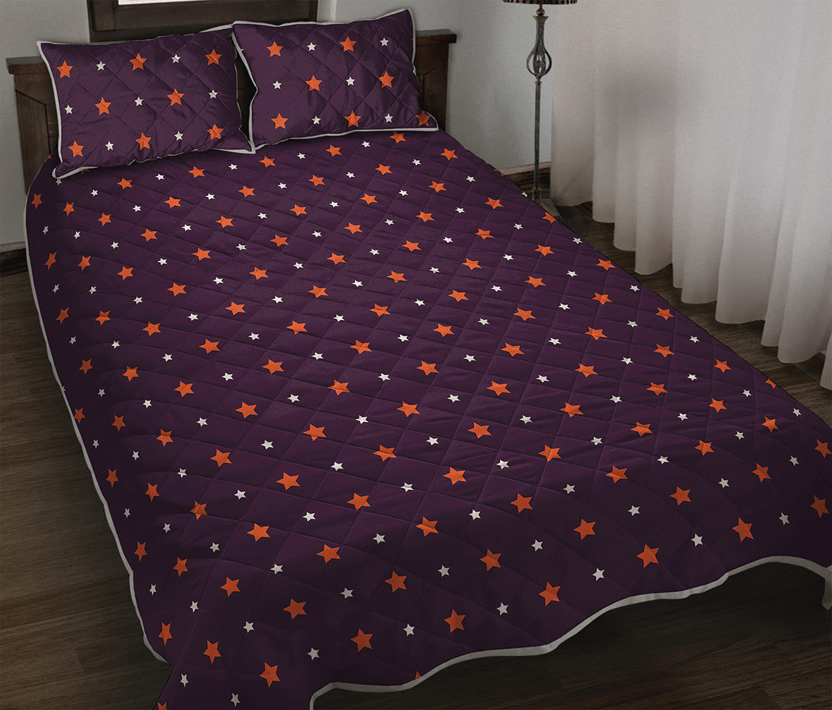 Halloween Stars Pattern Print Quilt Bed Set