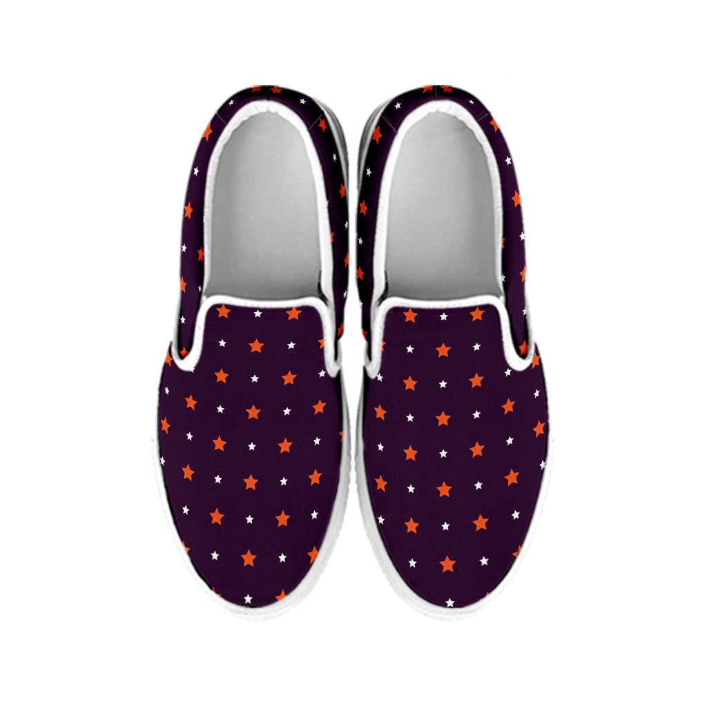 Halloween Stars Pattern Print White Slip On Shoes