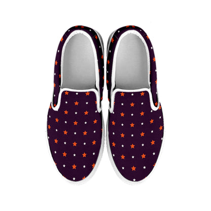 Halloween Stars Pattern Print White Slip On Shoes