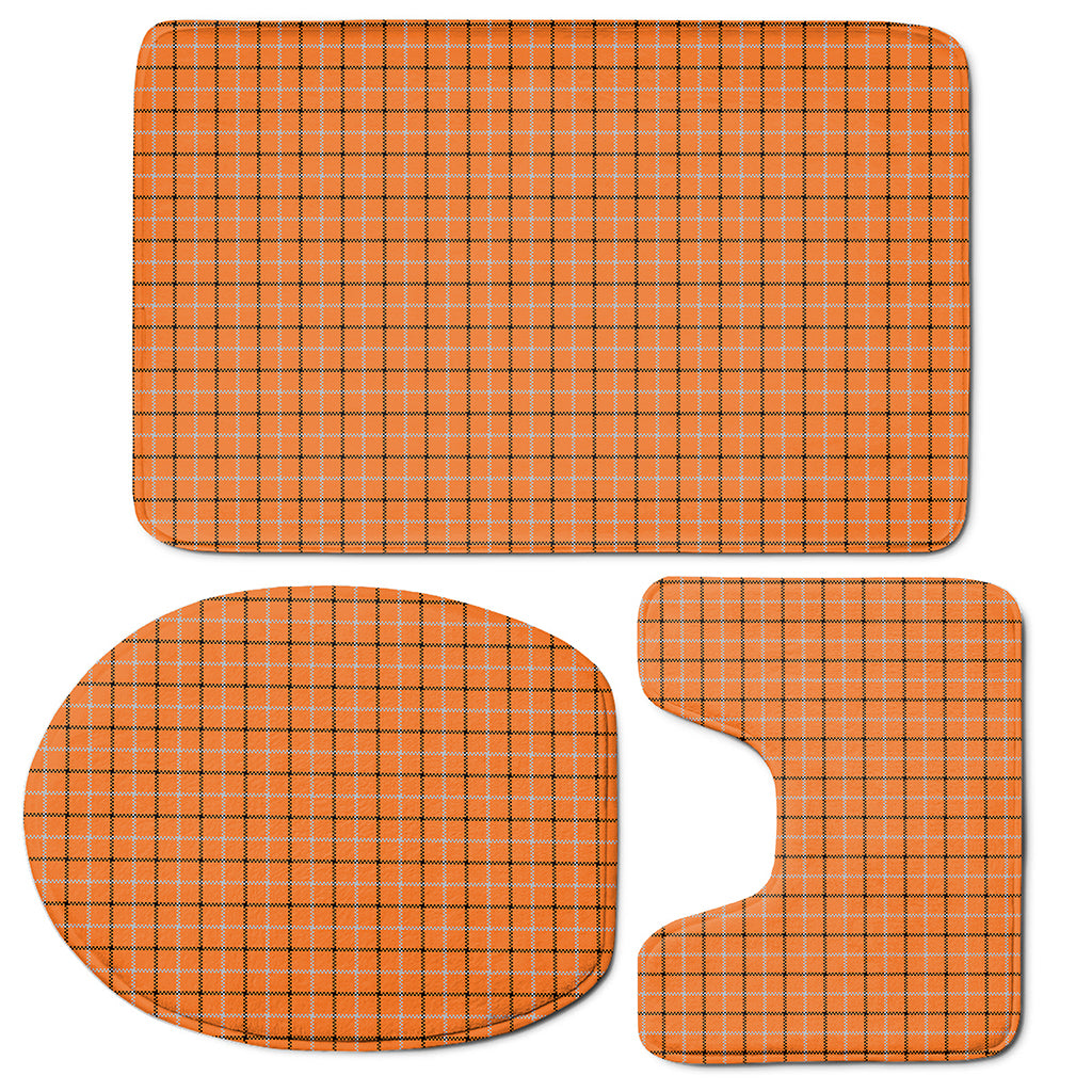 Halloween Tattersall Pattern Print 3 Piece Bath Mat Set
