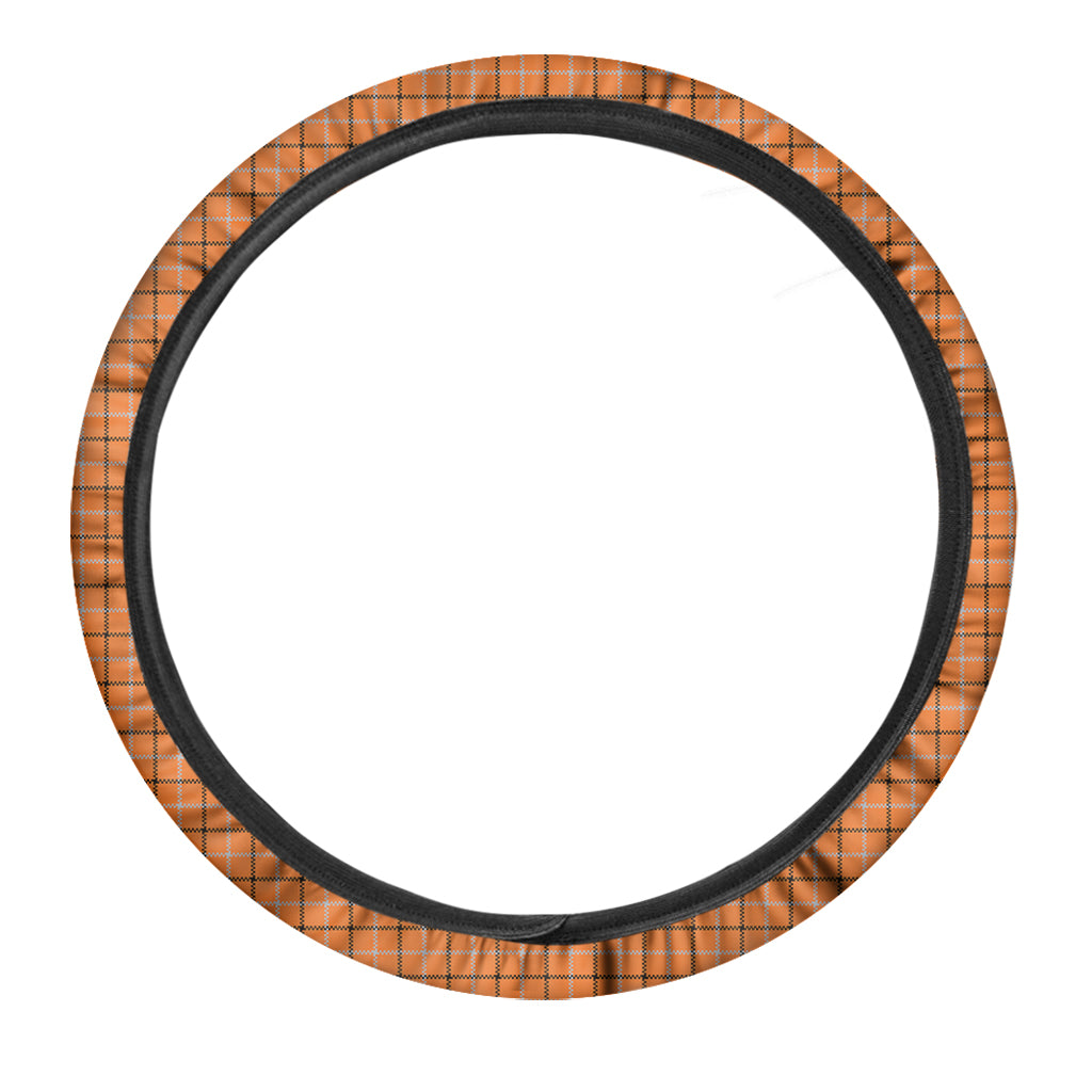 Halloween Tattersall Pattern Print Car Steering Wheel Cover