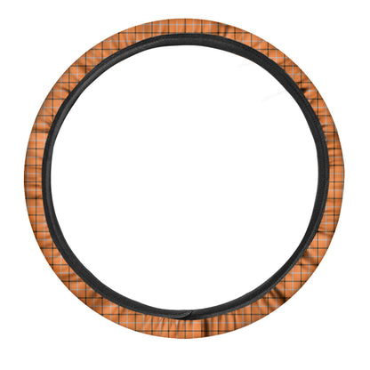Halloween Tattersall Pattern Print Car Steering Wheel Cover