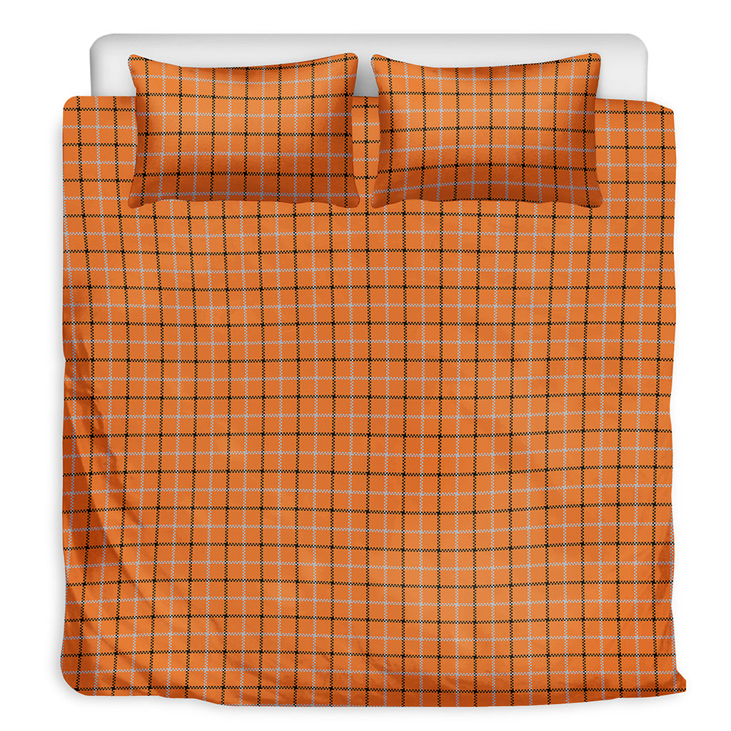 Halloween Tattersall Pattern Print Duvet Cover Bedding Set