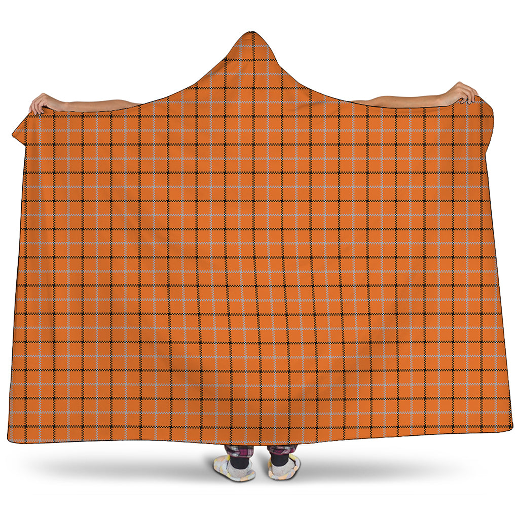 Halloween Tattersall Pattern Print Hooded Blanket