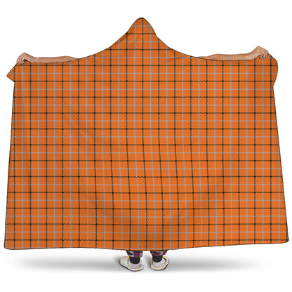 Halloween Tattersall Pattern Print Hooded Blanket