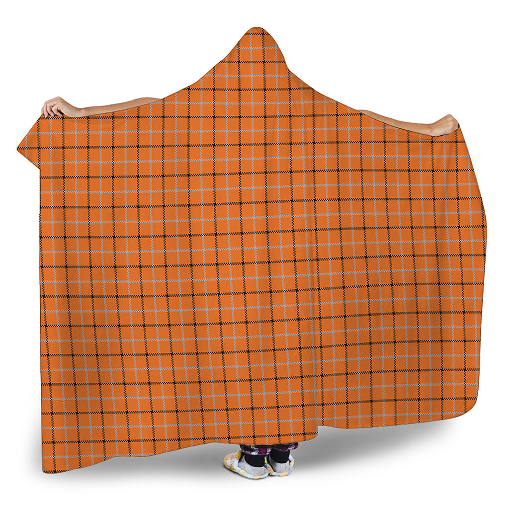 Halloween Tattersall Pattern Print Hooded Blanket