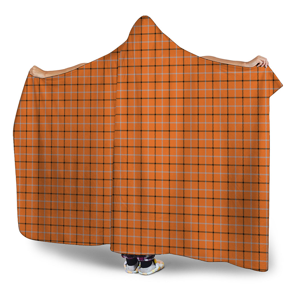 Halloween Tattersall Pattern Print Hooded Blanket