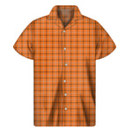 Halloween Tattersall Pattern Print Men's Short Sleeve Shirt
